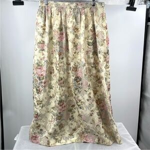 Vintage Carroll Reed Floral Brocade Tapestry Cottagecore Maxi Skirt Size 16